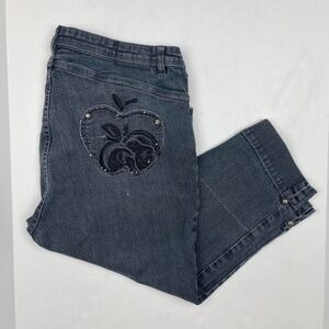 Y2K Apple Bottom Jean Capris in Black McBling Women's Size 20 Rhinestone Grunge